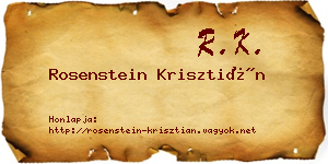 Rosenstein Krisztián névjegykártya